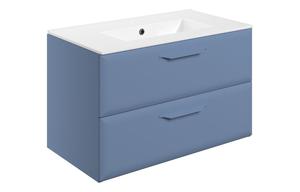 Stafford 815mm Wall Hung 2 Drawer Basin Unit w/1TH Basin - Matt Misty Blue